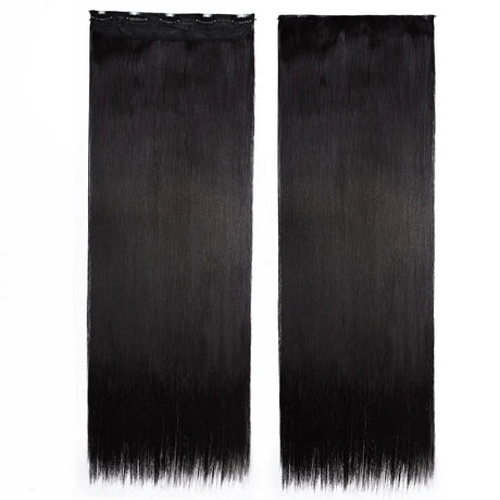 Synthetic Clip in Hair Extensions Natural Straight Long black