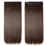 Synthetic Clip in Hair Extensions Natural Straight Long brown
