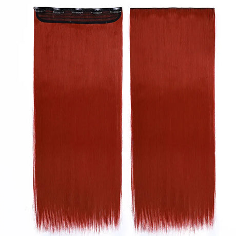 Synthetic Clip in Hair Extensions Natural Straight Long red