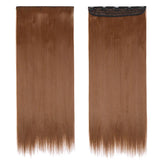 Synthetic Clip in Hair Extensions Natural Straight Long Brown