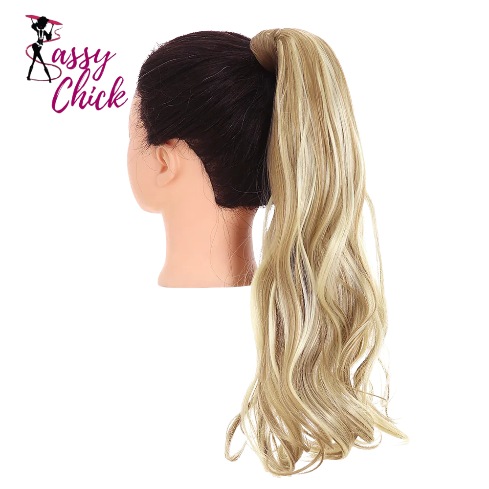 Synthetic Clip in Ponytail Wrap Around Pony Tail Sassy Chick Logo