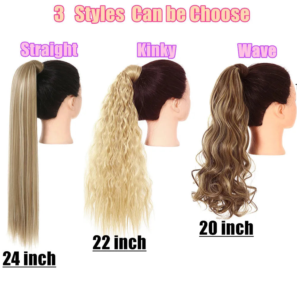 Synthetic Clip in Ponytail Wrap Around Pony Tail sizes