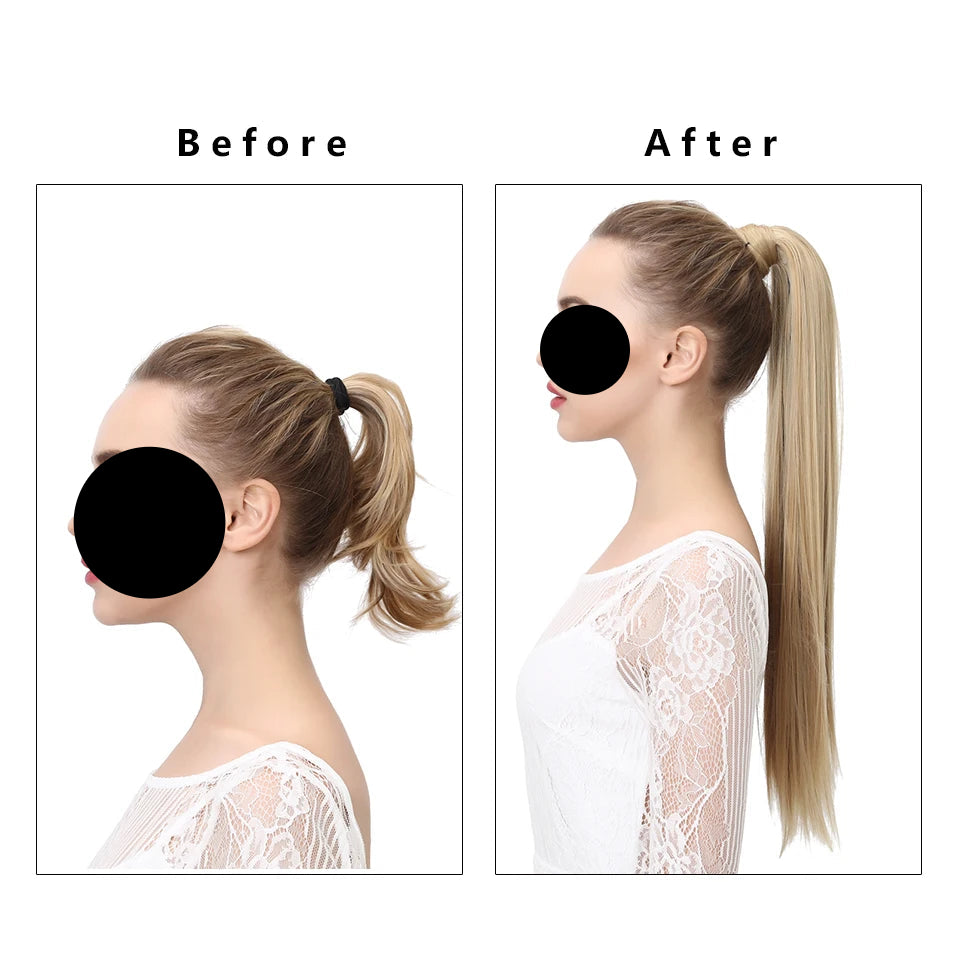 Synthetic Clip in Ponytail Wrap Around Pony Tail