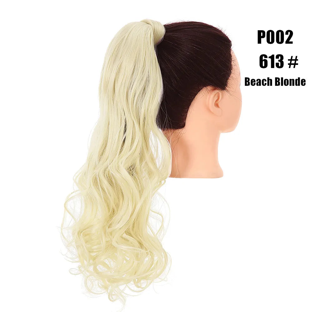 Synthetic Clip in Ponytail Wrap Around Pony Tail beach blonde curl