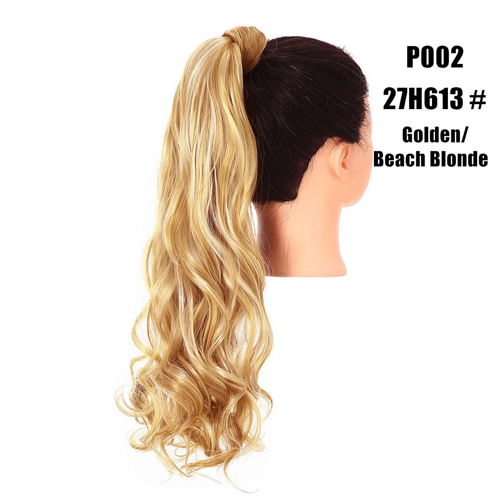 Synthetic Clip in Ponytail Wrap Around Pony Tail golden/ beach blonde