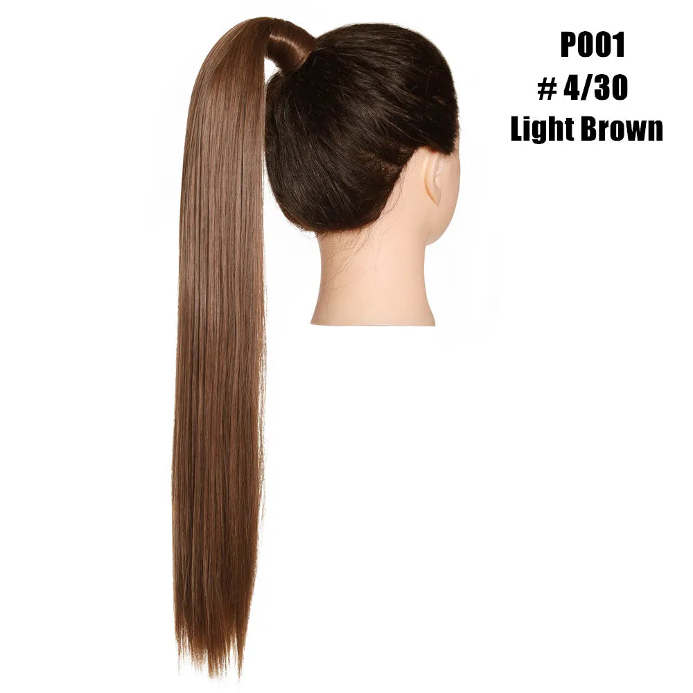 Synthetic Clip in Ponytail Wrap Around Pony Tail light brown 