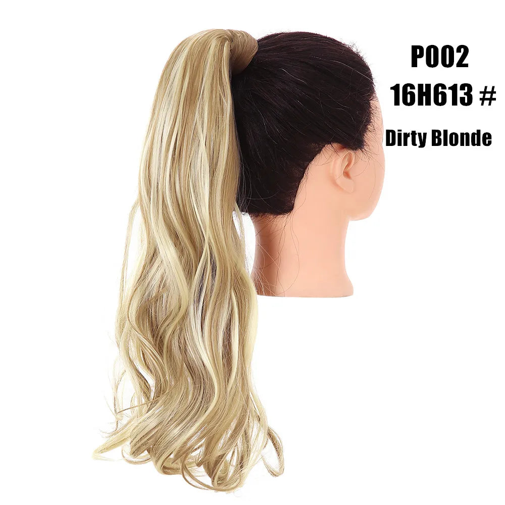 Synthetic Clip in Ponytail Wrap Around Pony Tail dirty blonde curl