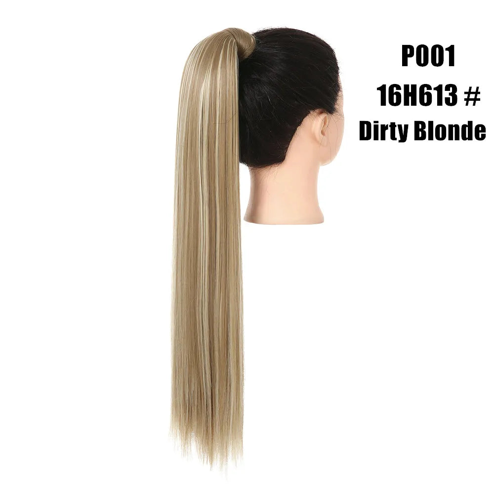 Synthetic Clip in Ponytail Wrap Around Pony Tail dirty blonde