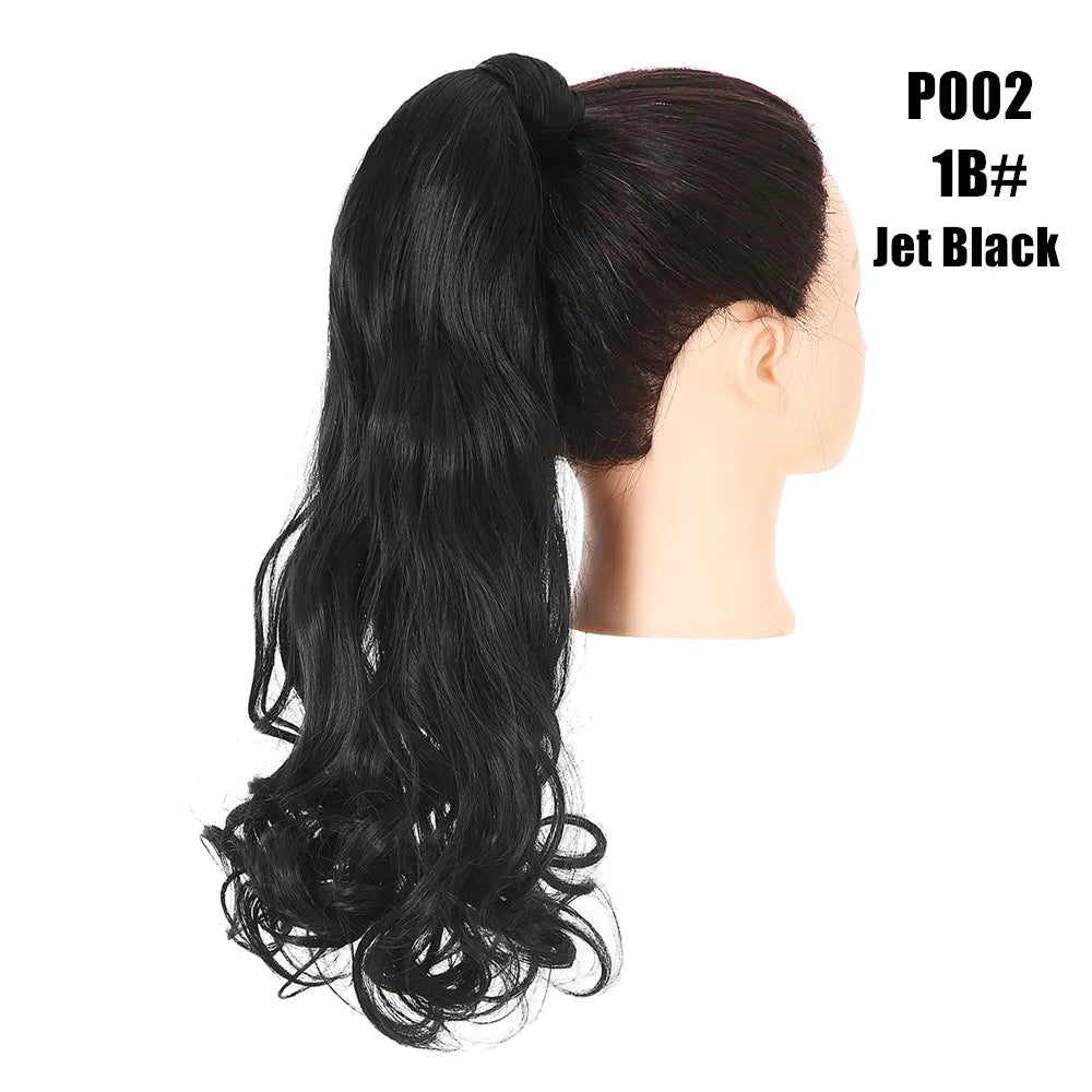 Synthetic Clip in Ponytail Wrap Around Pony Tail jet black