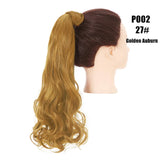 Synthetic Clip in Ponytail Wrap Around Pony Tail golden auburn curl