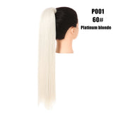 Synthetic Clip in Ponytail Wrap Around Pony Tail platinum blonde straight 