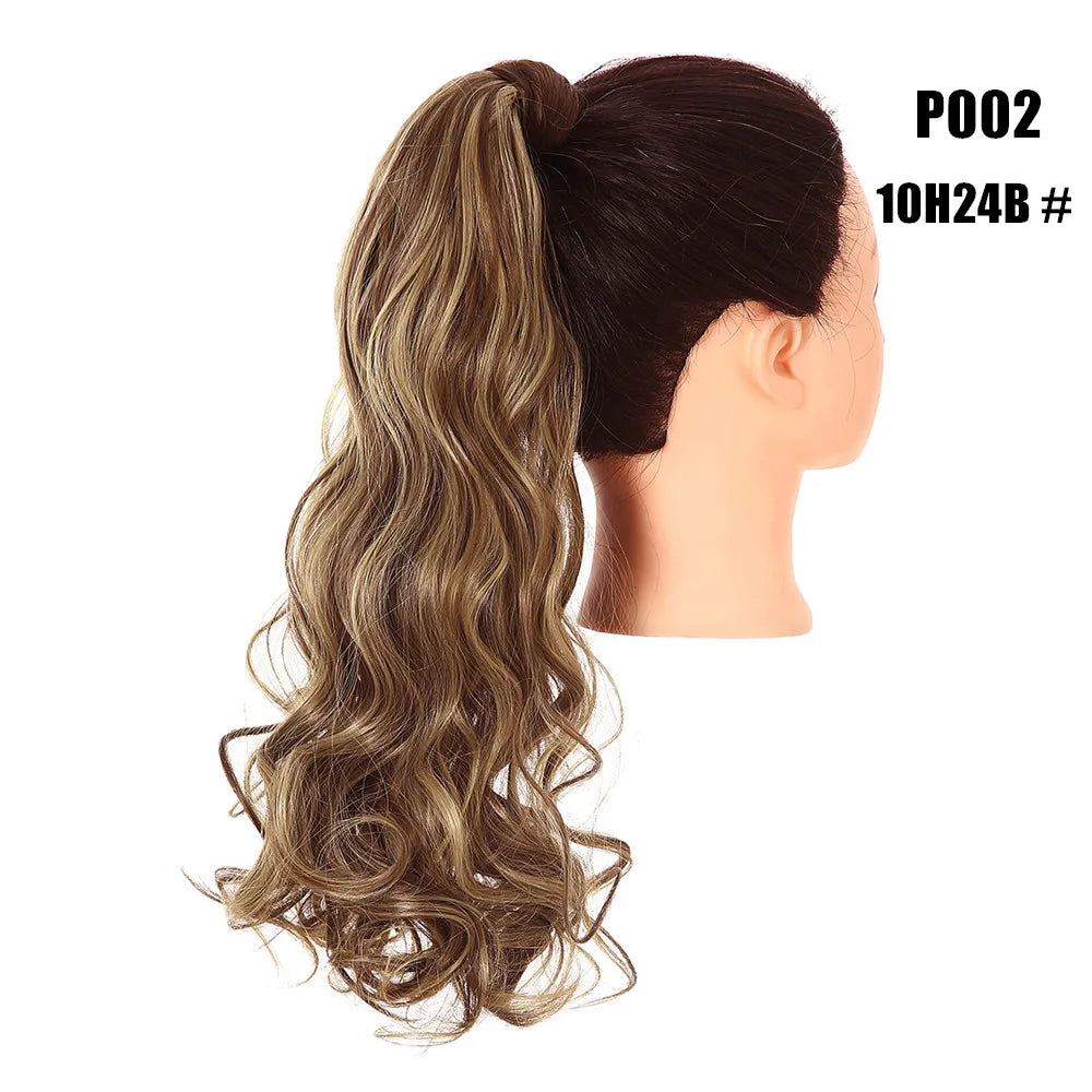 Synthetic Clip in Ponytail Wrap Around Pony Tail ash brown curl 