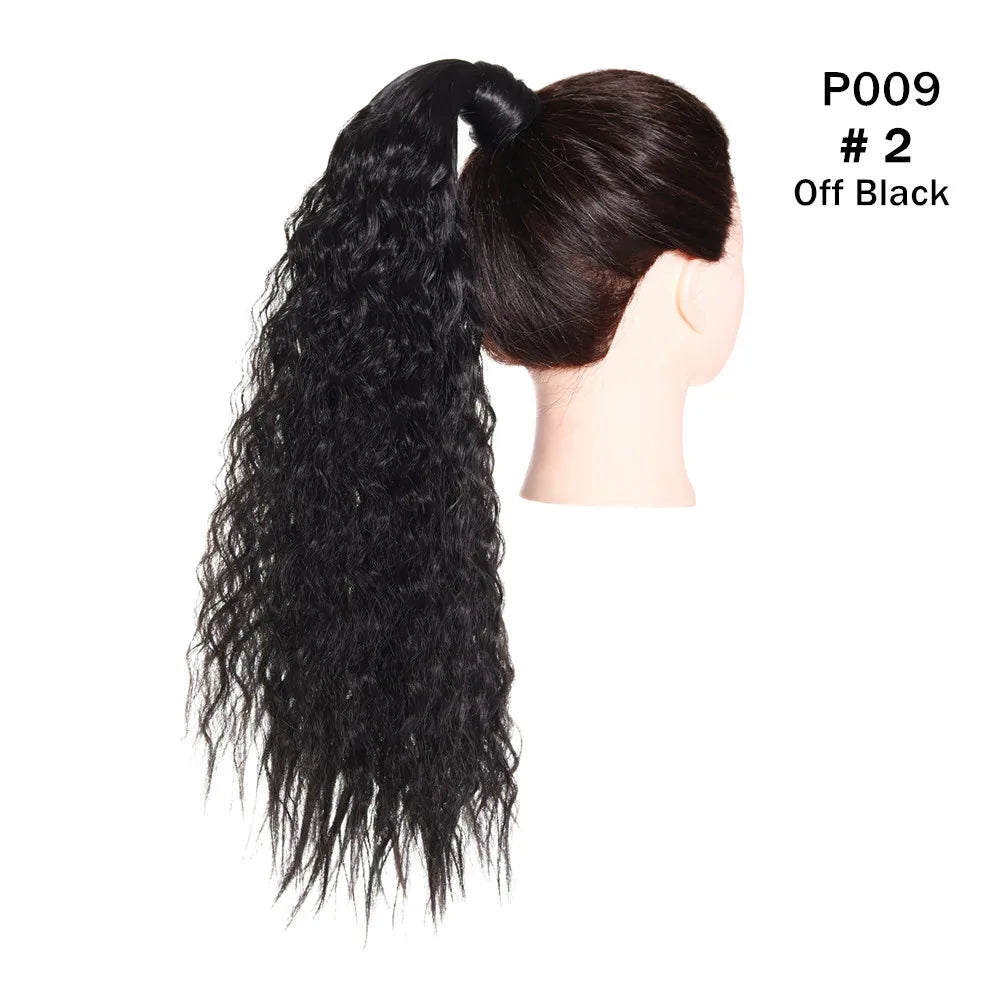 Synthetic Clip in Ponytail Wrap Around Pony Tail off black curly