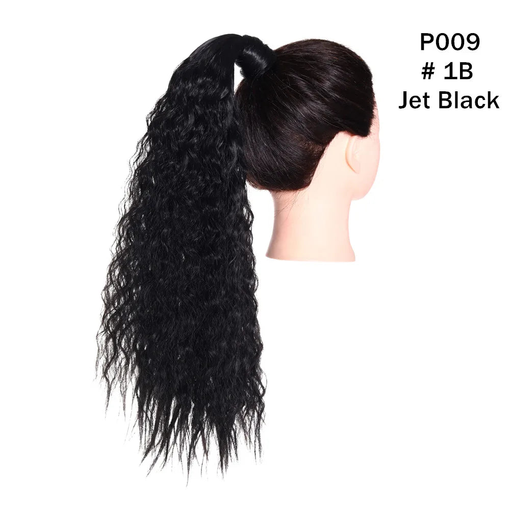 Synthetic Clip in Ponytail Wrap Around Pony Tail off black curly
