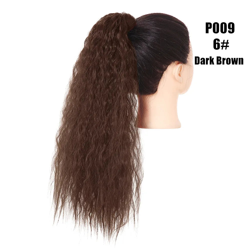 Synthetic Clip in Ponytail Wrap Around Pony Tail dark brown curly 