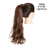 Synthetic Clip in Ponytail Wrap Around Pony Tail light brown curly 