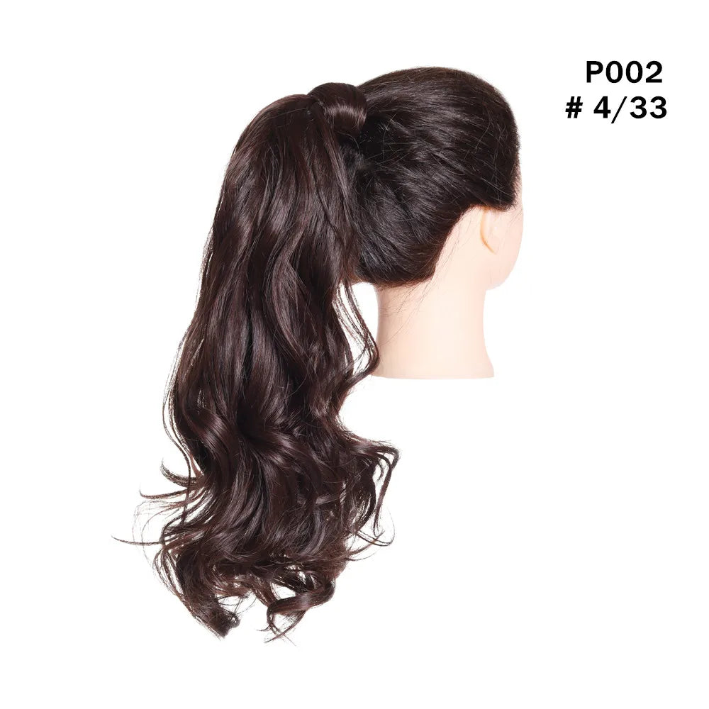 Synthetic Clip in Ponytail Wrap Around Pony Tail dark brown curly 