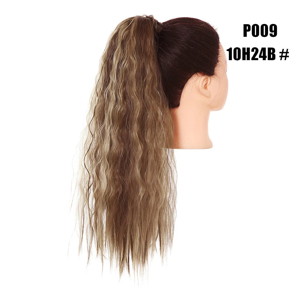 Synthetic Clip in Ponytail Wrap Around Pony Tail ash brown curly 
