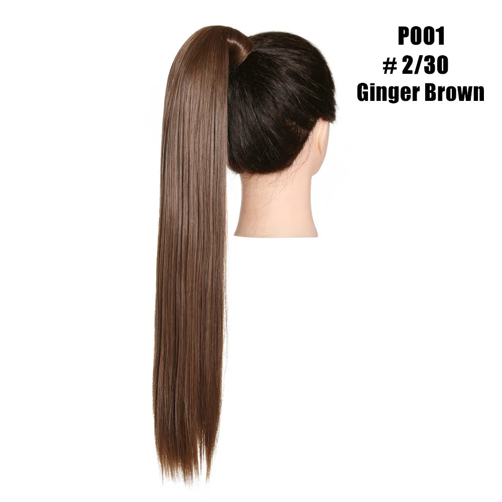 Synthetic Clip in Ponytail Wrap Around Pony Tail ginger brown 