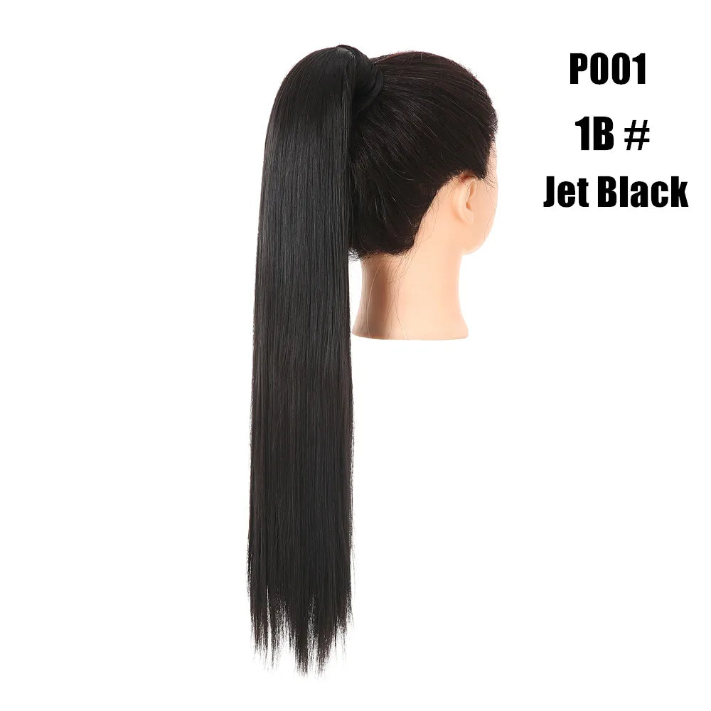Synthetic Clip in Ponytail Wrap Around Pony Tail jet black 