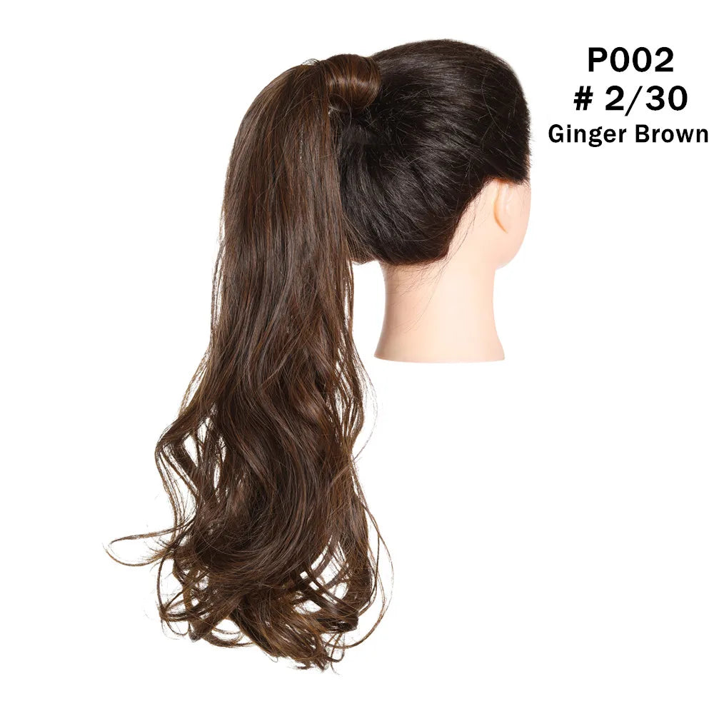 Synthetic Clip in Ponytail Wrap Around Pony Tail ginger brown 