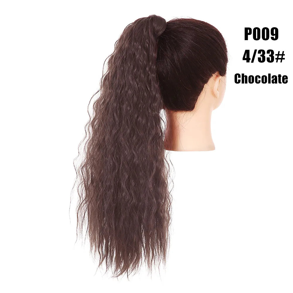 Synthetic Clip in Ponytail Wrap Around Pony Tail chocolate curly