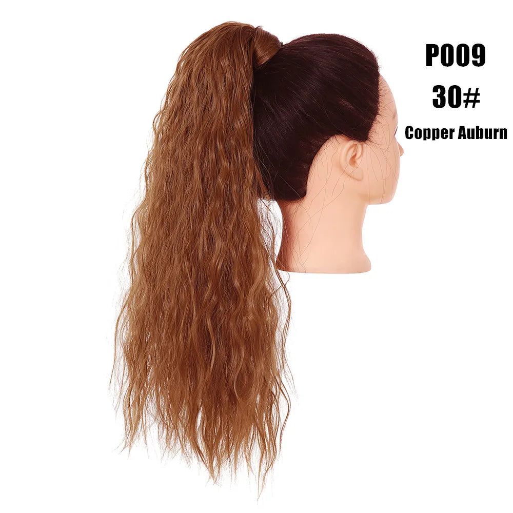 Synthetic Clip in Ponytail Wrap Around Pony Tail copper auburn 