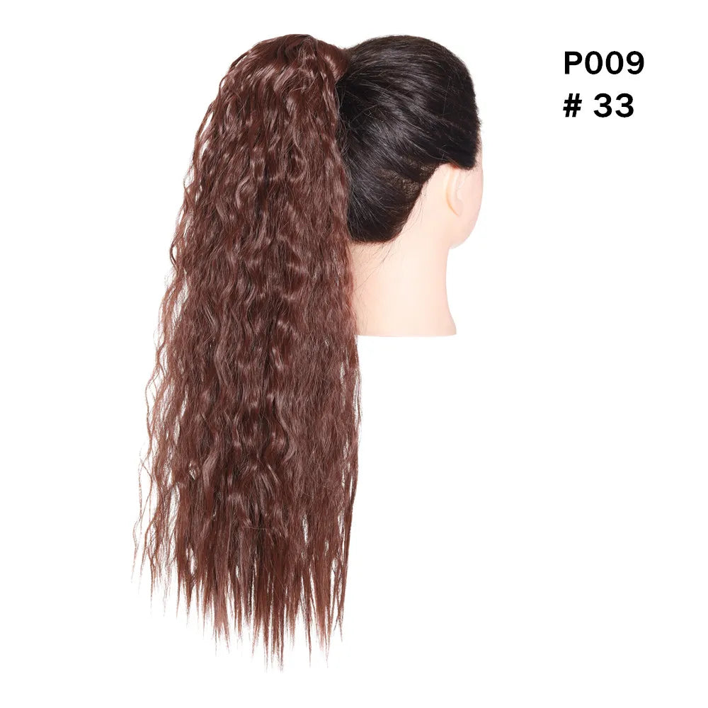 Synthetic Clip in Ponytail Wrap Around Pony Tail light brown curly 