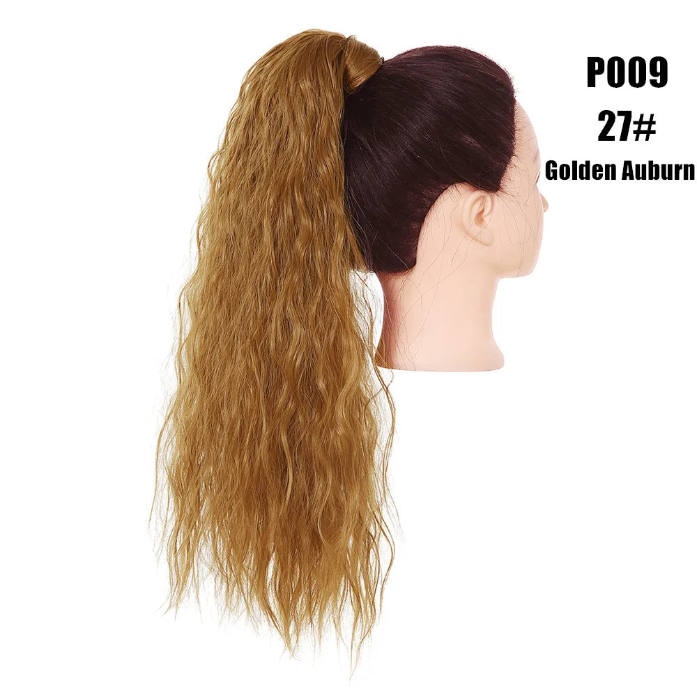 Synthetic Clip in Ponytail Wrap Around Pony Tail golden auburn 