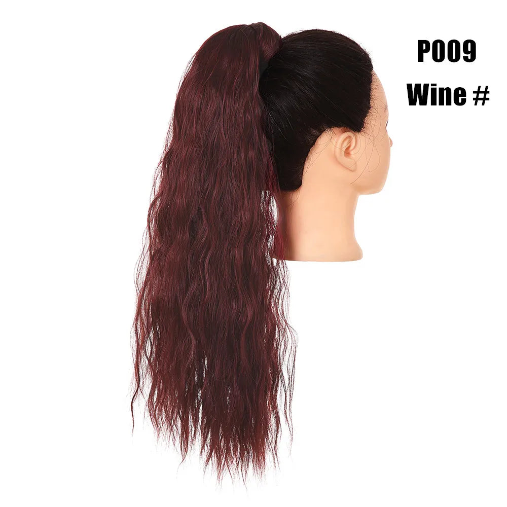 Synthetic Clip in Ponytail Wrap Around Pony Tail wine 