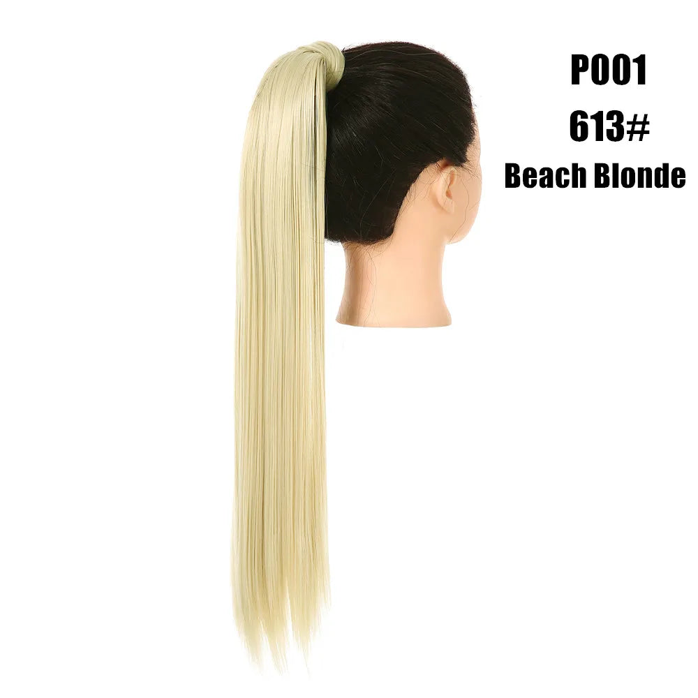 Synthetic Clip in Ponytail Wrap Around Pony Tail beach blonde