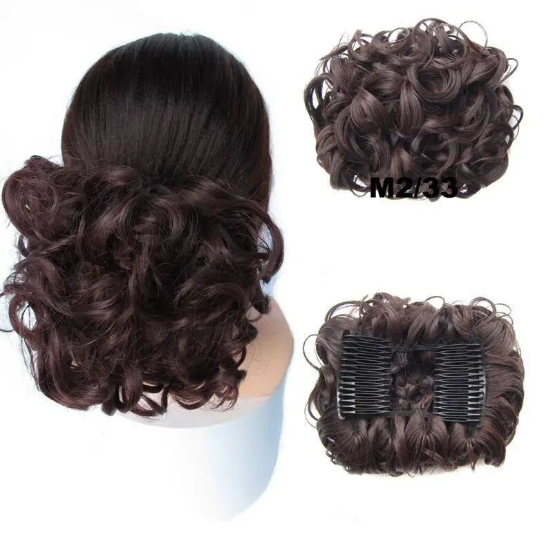 Synthetic Curly Messy Hair Bun Pad Hair Extension black