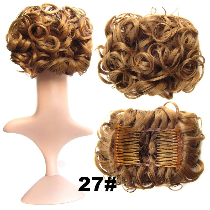 Synthetic Curly Messy Hair Bun Pad Hair Extension brown