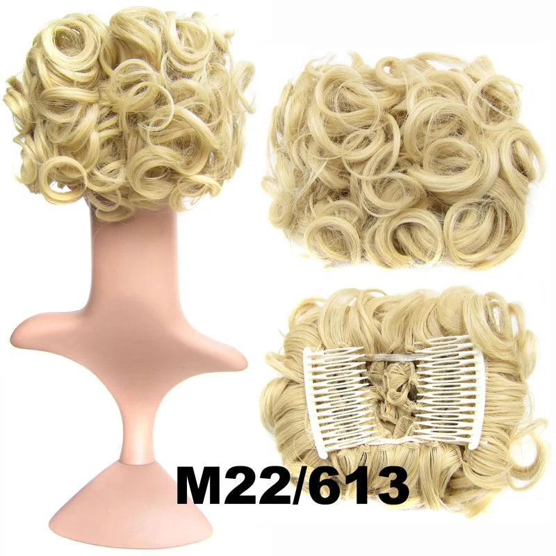 Synthetic Curly Messy Hair Bun Pad Hair Extension beach blonde