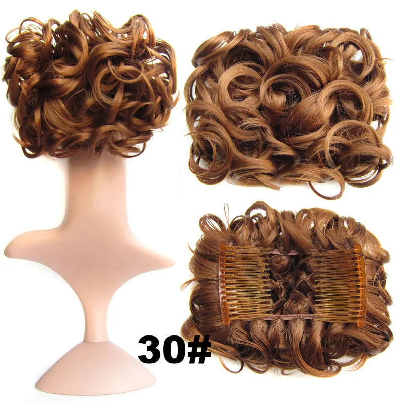 Synthetic Curly Messy Hair Bun Pad Hair Extension brown