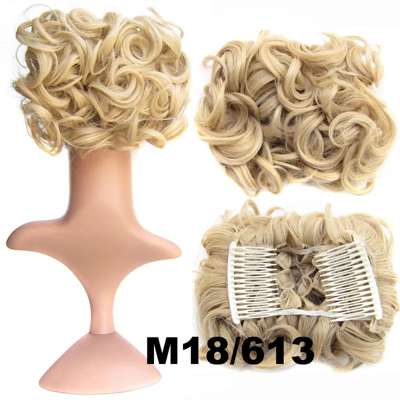 Synthetic Curly Messy Hair Bun Pad Hair Extension blonde