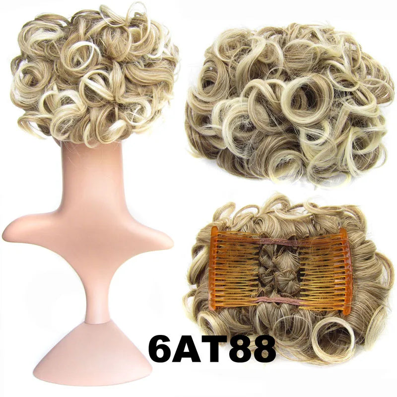 Synthetic Curly Messy Hair Bun Pad Hair Extension blonde