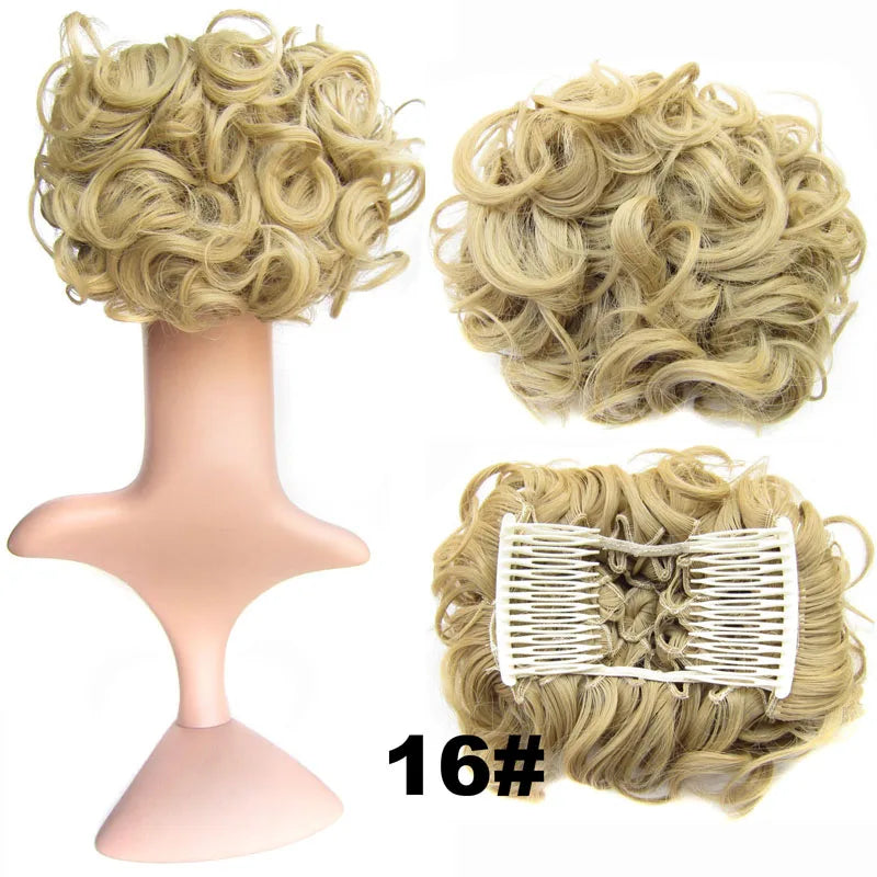 Synthetic Curly Messy Hair Bun Pad Hair Extension blonde