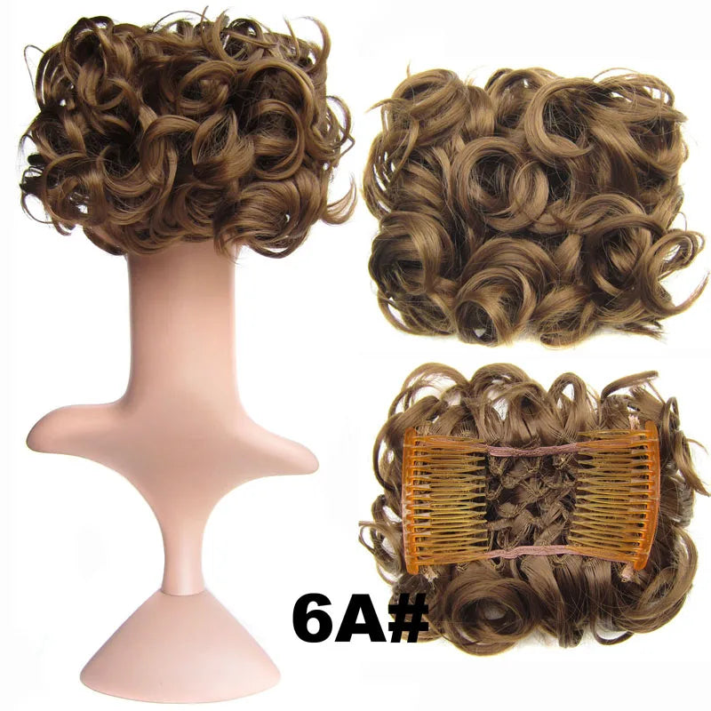 Synthetic Curly Messy Hair Bun Pad Hair Extension gold 