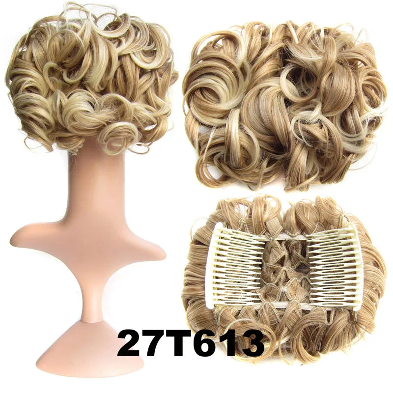 Synthetic Curly Messy Hair Bun Pad Hair Extension blonde