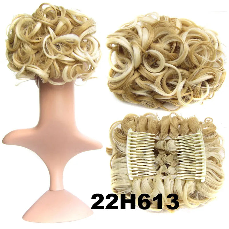 Synthetic Curly Messy Hair Bun Pad Hair Extension blonde