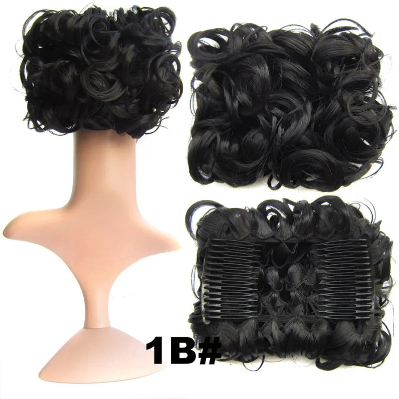 Synthetic Curly Messy Hair Bun Pad Hair Extension black