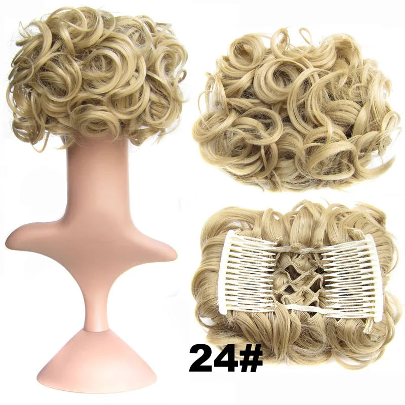 Synthetic Curly Messy Hair Bun Pad Hair Extension blonde