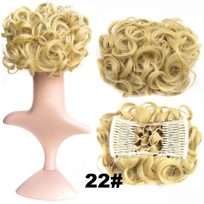Synthetic Curly Messy Hair Bun Pad Hair Extension blonde