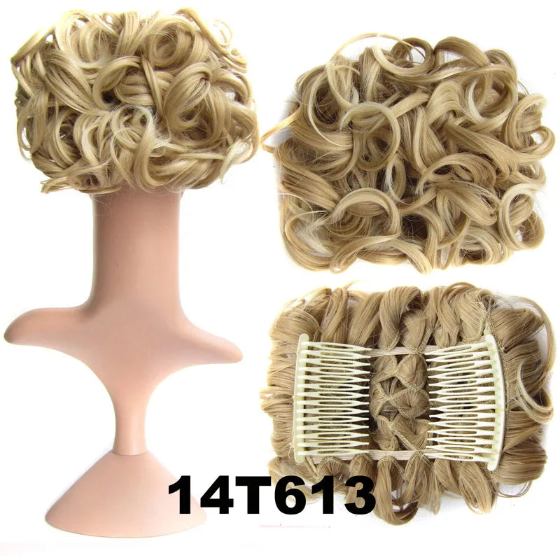 Synthetic Curly Messy Hair Bun Pad Hair Extension ash blonde