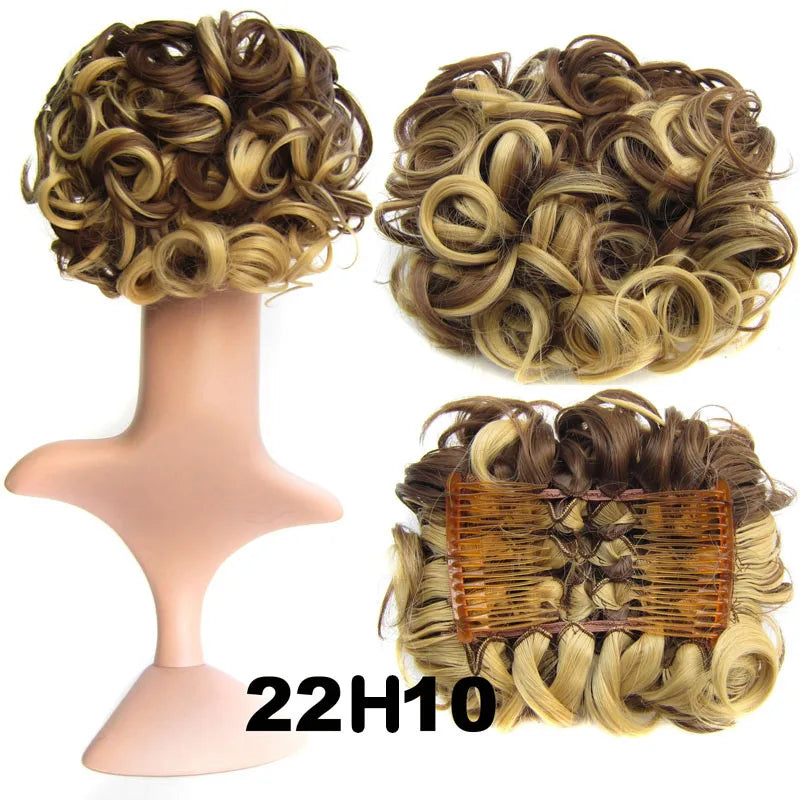 Synthetic Curly Messy Hair Bun Pad Hair Extension blonde