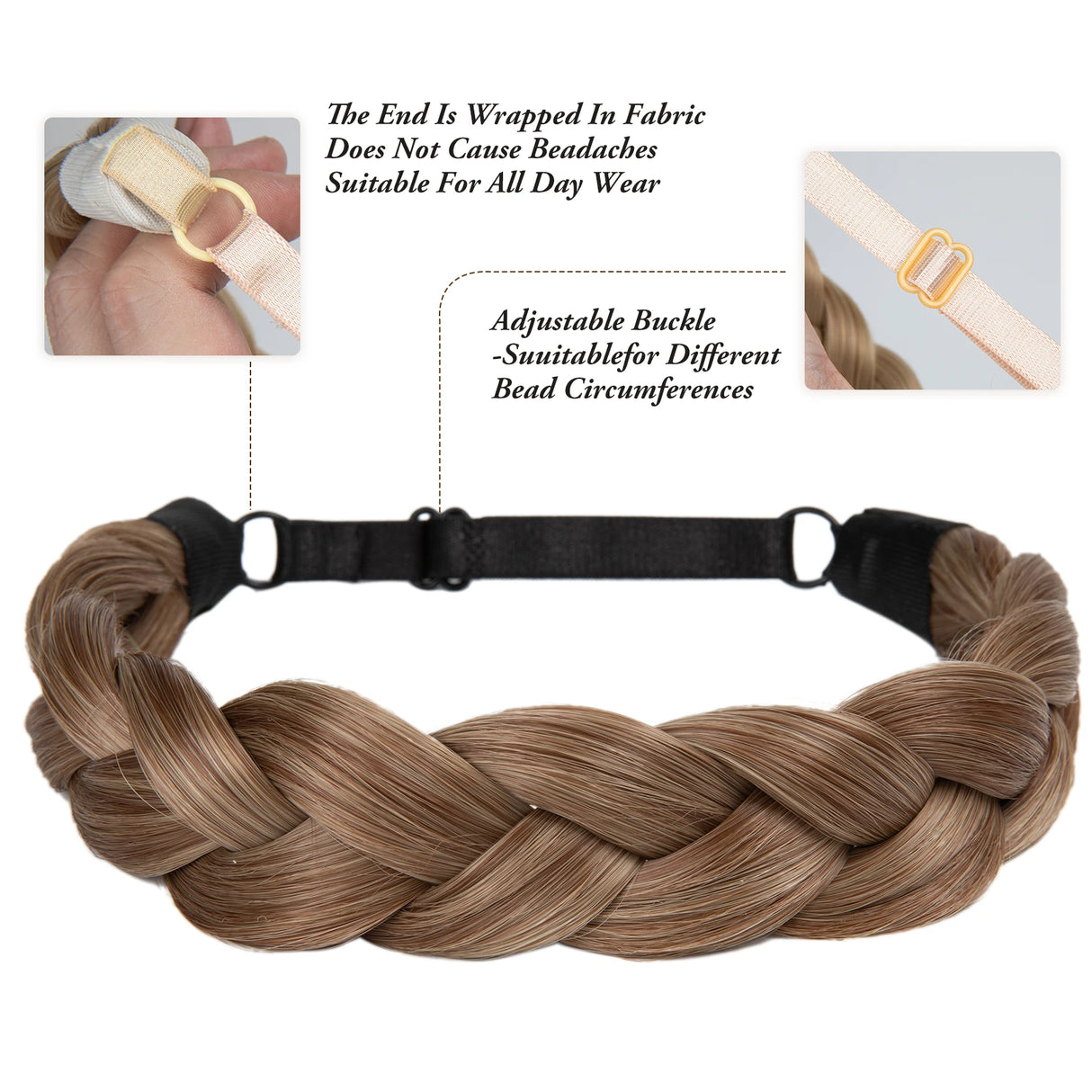 Synthetic Fishtail Braid Hairband Bohemian Style strap