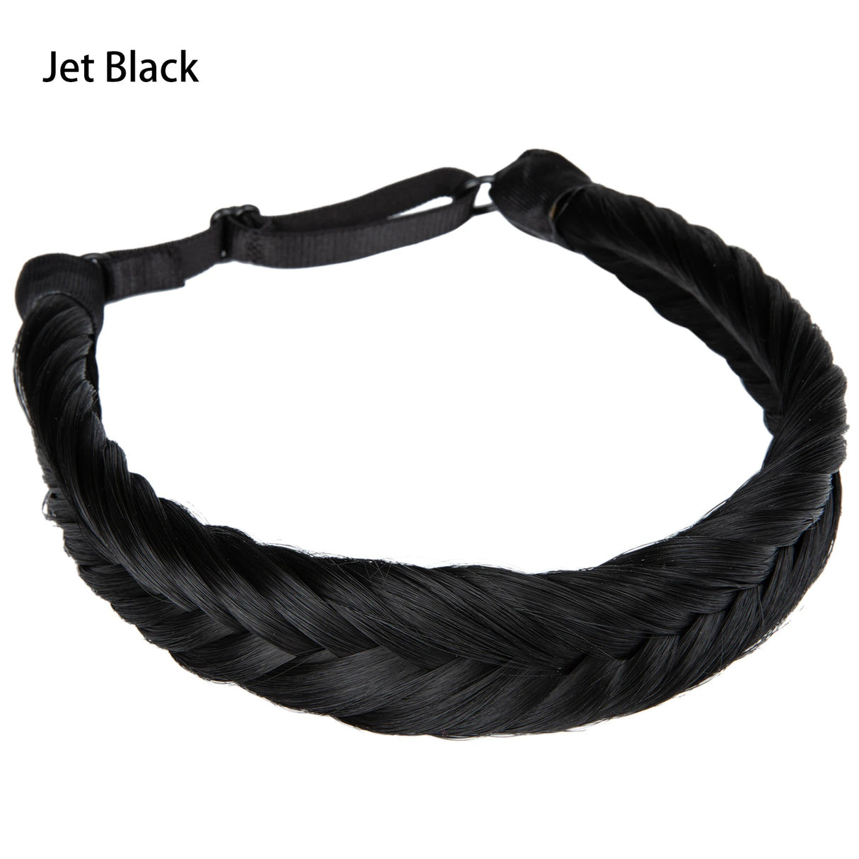 Synthetic Fishtail Braid Hairband Bohemian Style jet black