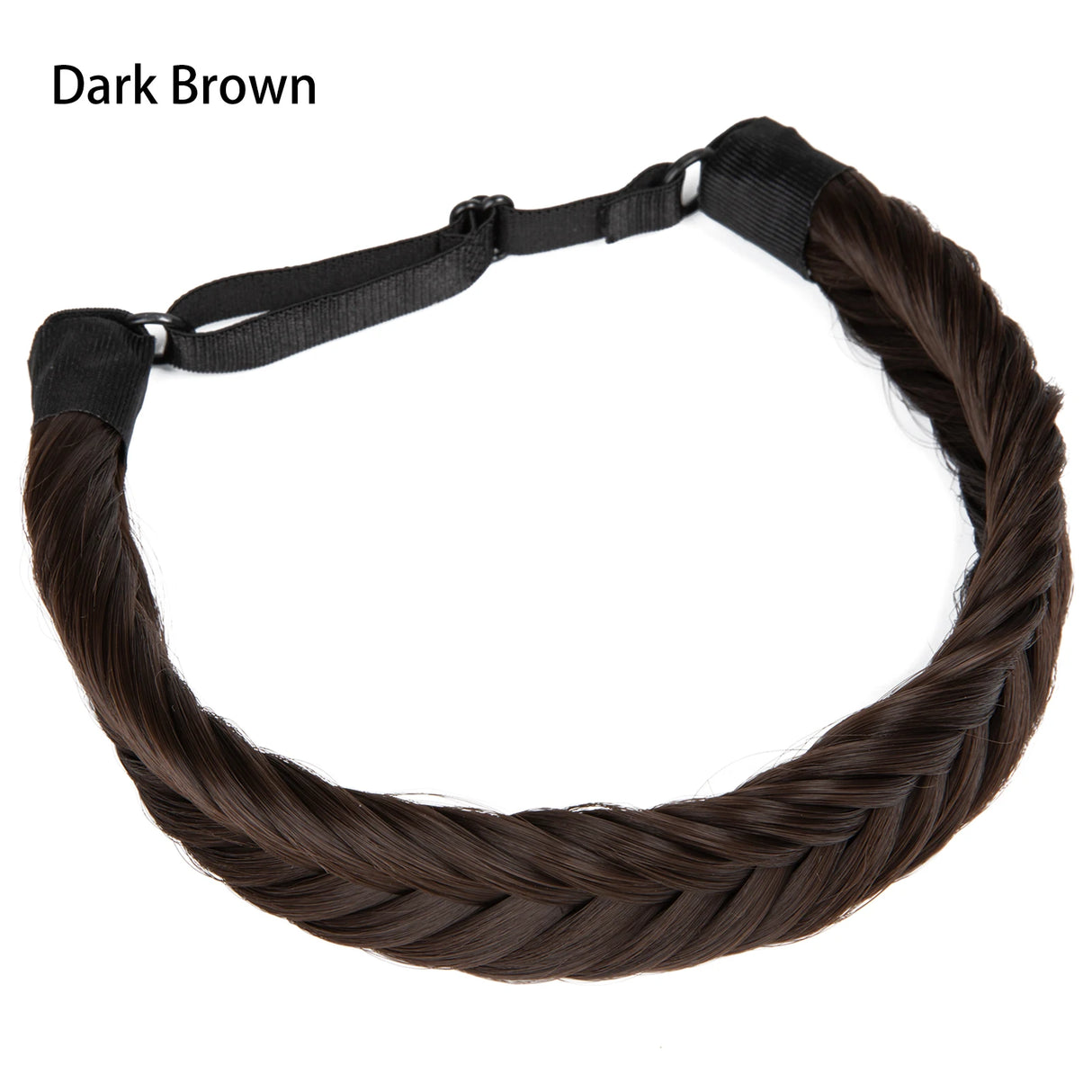 Synthetic Fishtail Braid Hairband Bohemian Style dark brown