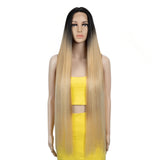 Synthetic Lace Front Wig 38 Inch Ombre Blonde black/ blonde